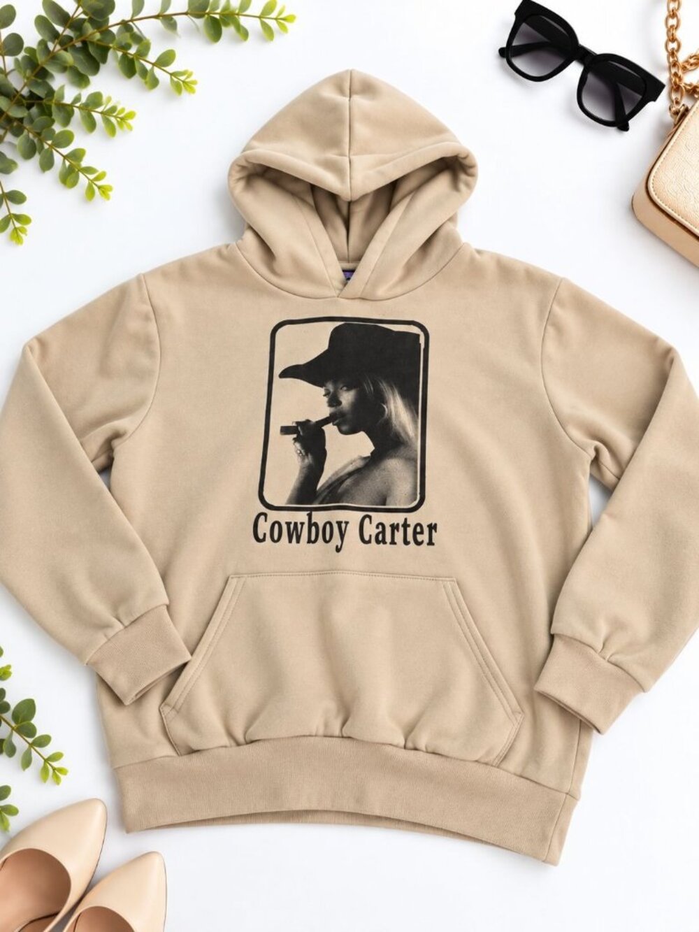 Beyoncé Women Cowboy Carter Tour 2025 Beige Hoodie Medium Original Deluxe Supply